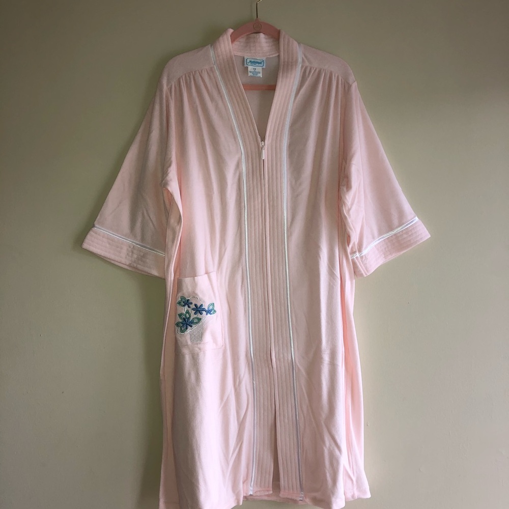 National women’s Zip Down Robe Terry Cloth Top 1X